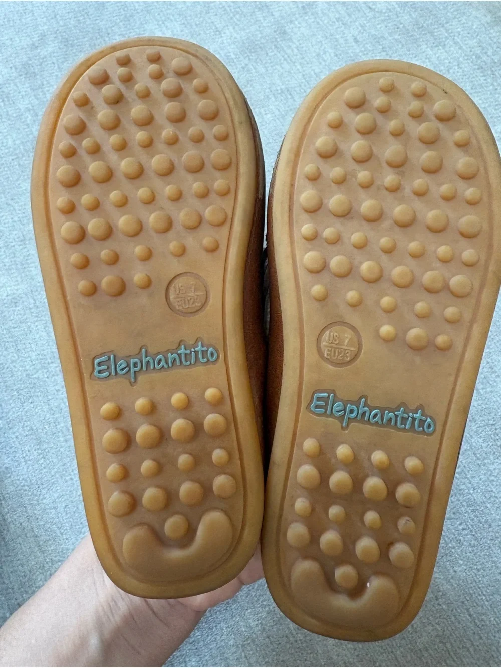 elephantito leather boy moccasin loafer brown tan formal shoes US 7 EU23 2T